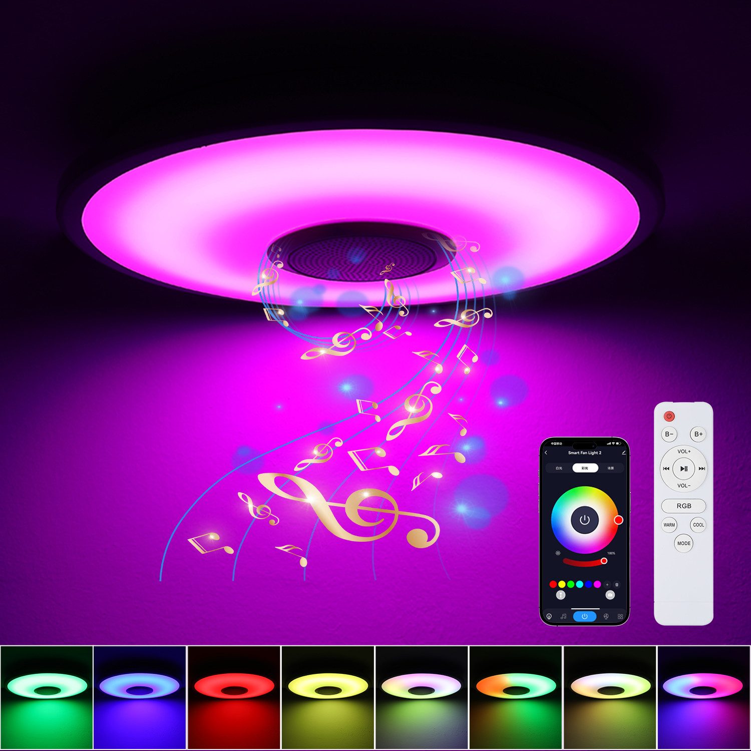 oyajia Deckenleuchte LED Deckenlampe mit Bluetooth günstig online kaufen