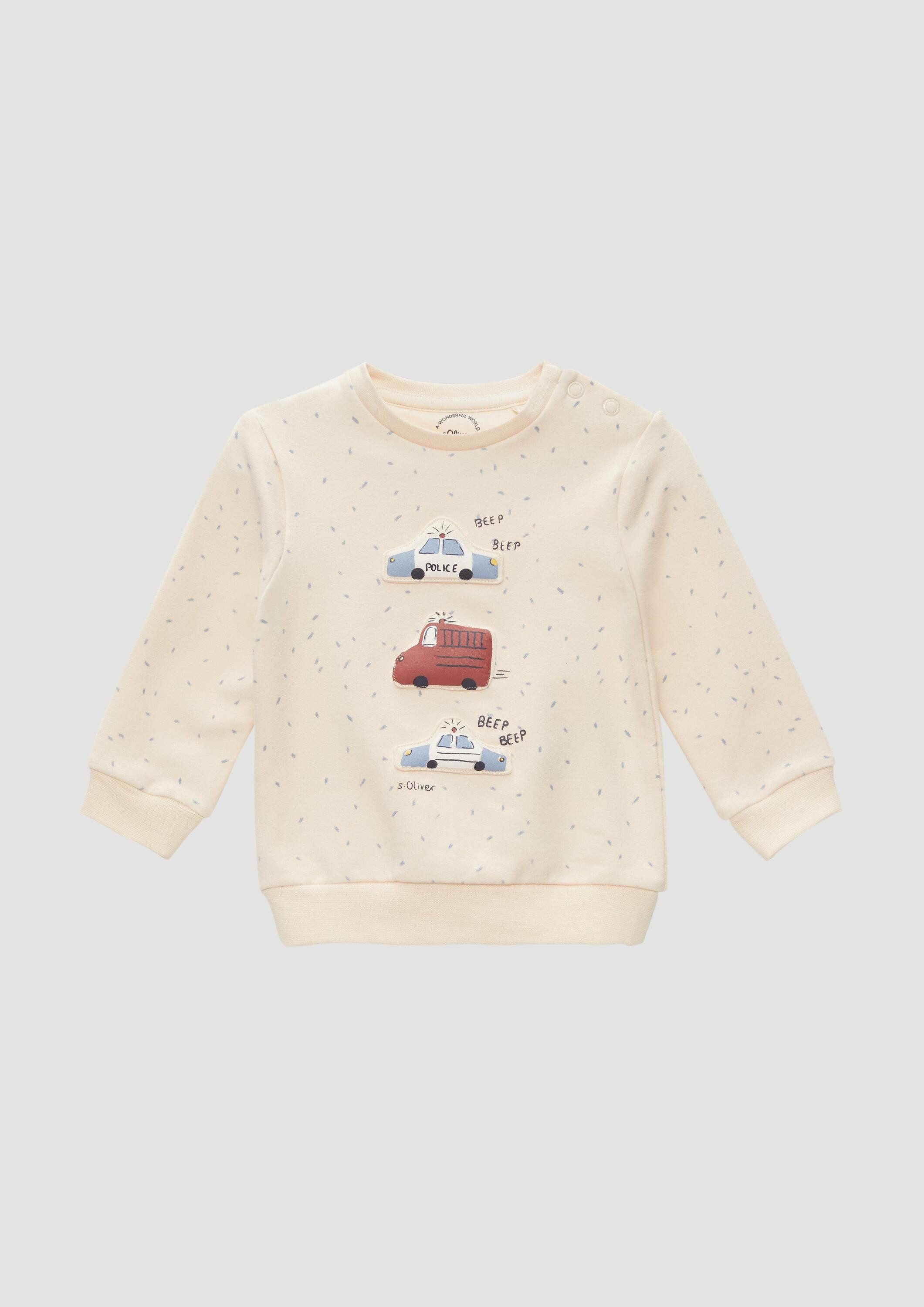 s.Oliver Sweatshirt Sweatshirt Sweatshirt mit All-over-Print und wattierten Applikationen