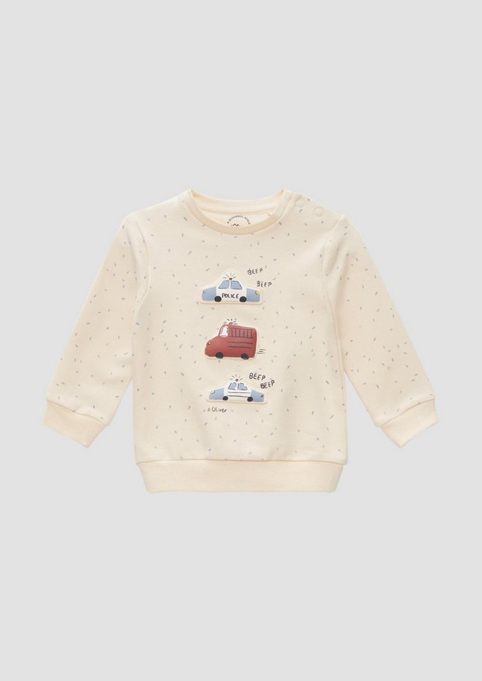 s.Oliver Sweatshirt Sweatshirt Sweatshirt mit All-over-Print und wattierten Applikationen