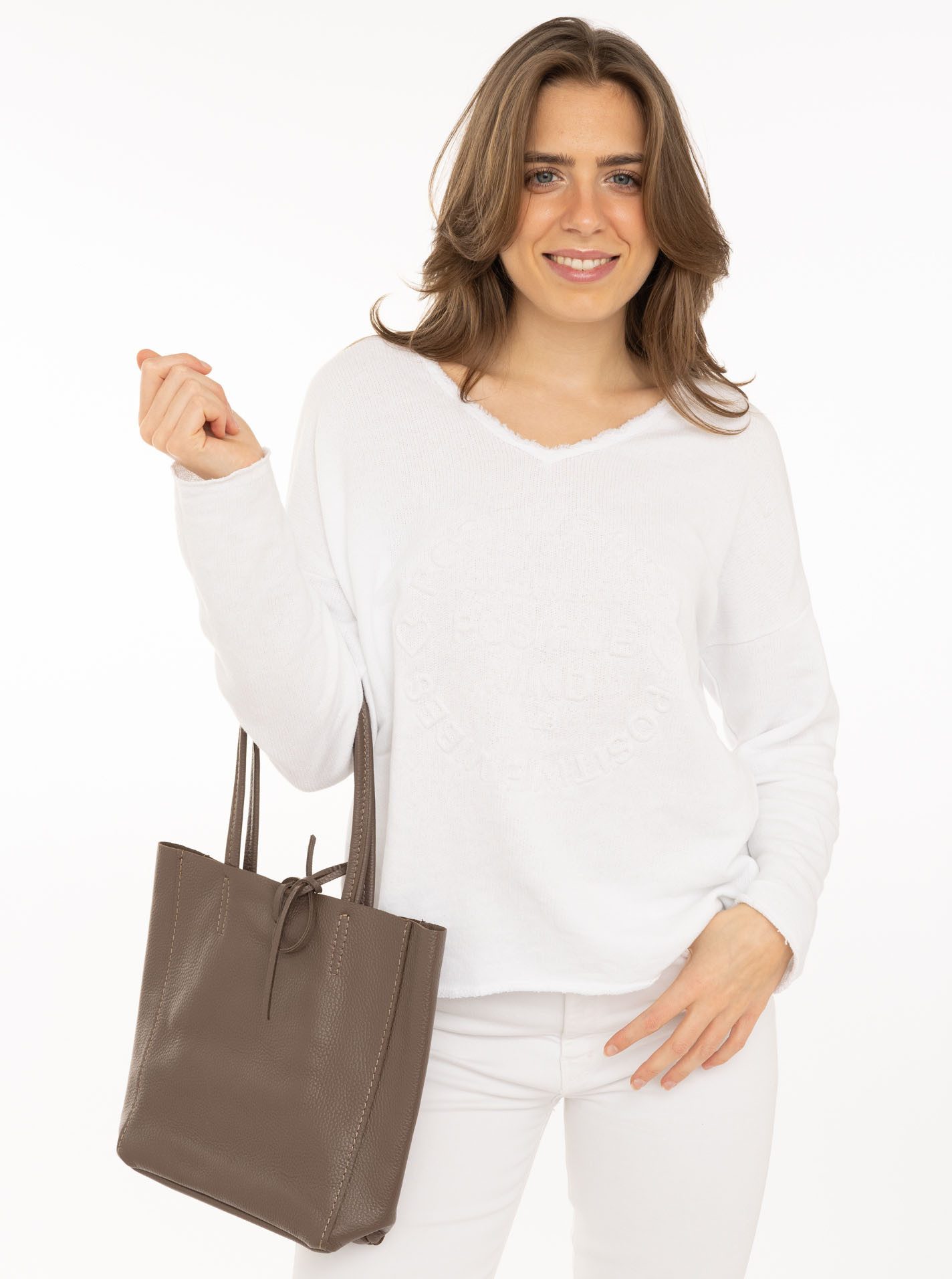 Zwillingsherz Tragetasche Ledershopper "Small", mit Schulterhenkel und Bindeband