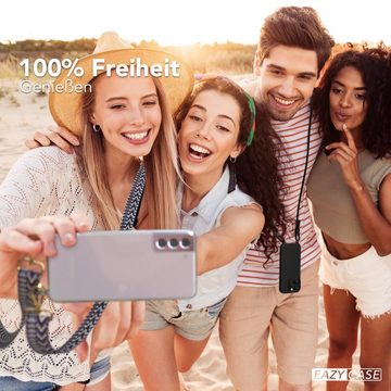EAZY CASE Handykette Boho Umhängeband für Samsung Galaxy S21 Plus 5G 6,7 Zoll, Phone Chain nutzbar als Bauchtasche Body Case Riemchen mit Hülle Weiß