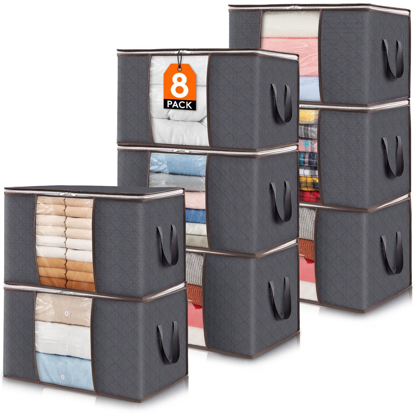 Lifewit Aufbewahrungsdose Aufbewahrungstasche mit Deckel, Kleiderschrank Organizer (Set, 8 St., 1 Stück/2 Stück/3 Stück/4 Stück/6 Stück/8 Stück), Klappbar, Non-woven fabric