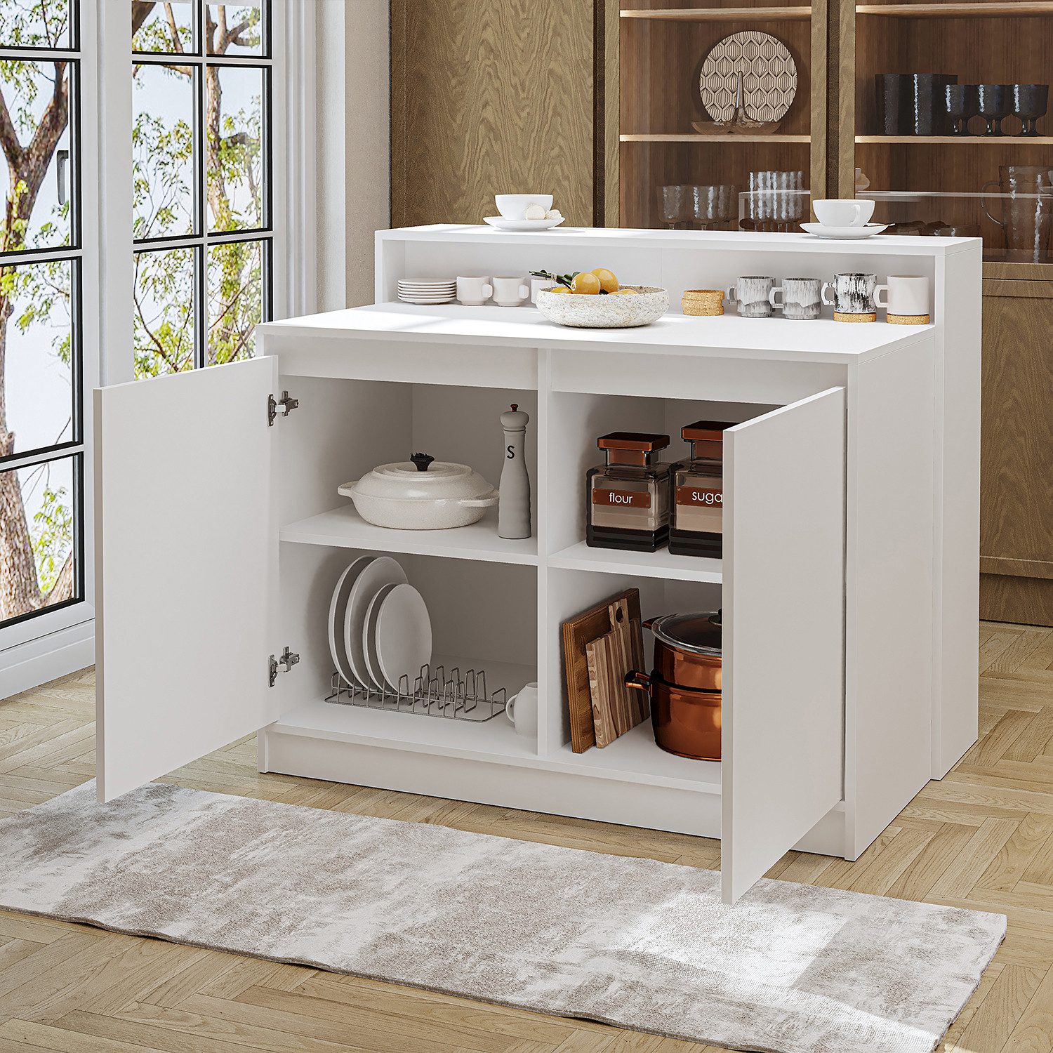 Roomart Kücheninsel CORTADO, (Bartisch, Küchentish), •Weiß • Eiche • Weiß-E günstig online kaufen