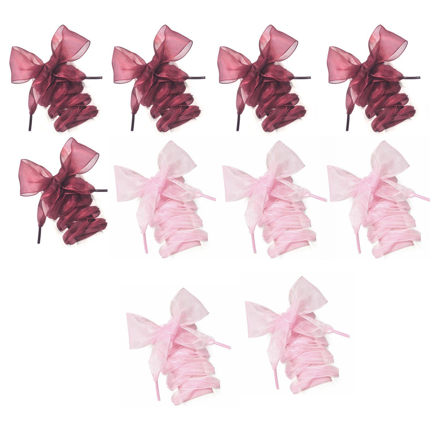 Daisred Schnürsenkel 10 Paare Coole Gadgets Damen Mädchen für Sneaker Rotwein+Pink
