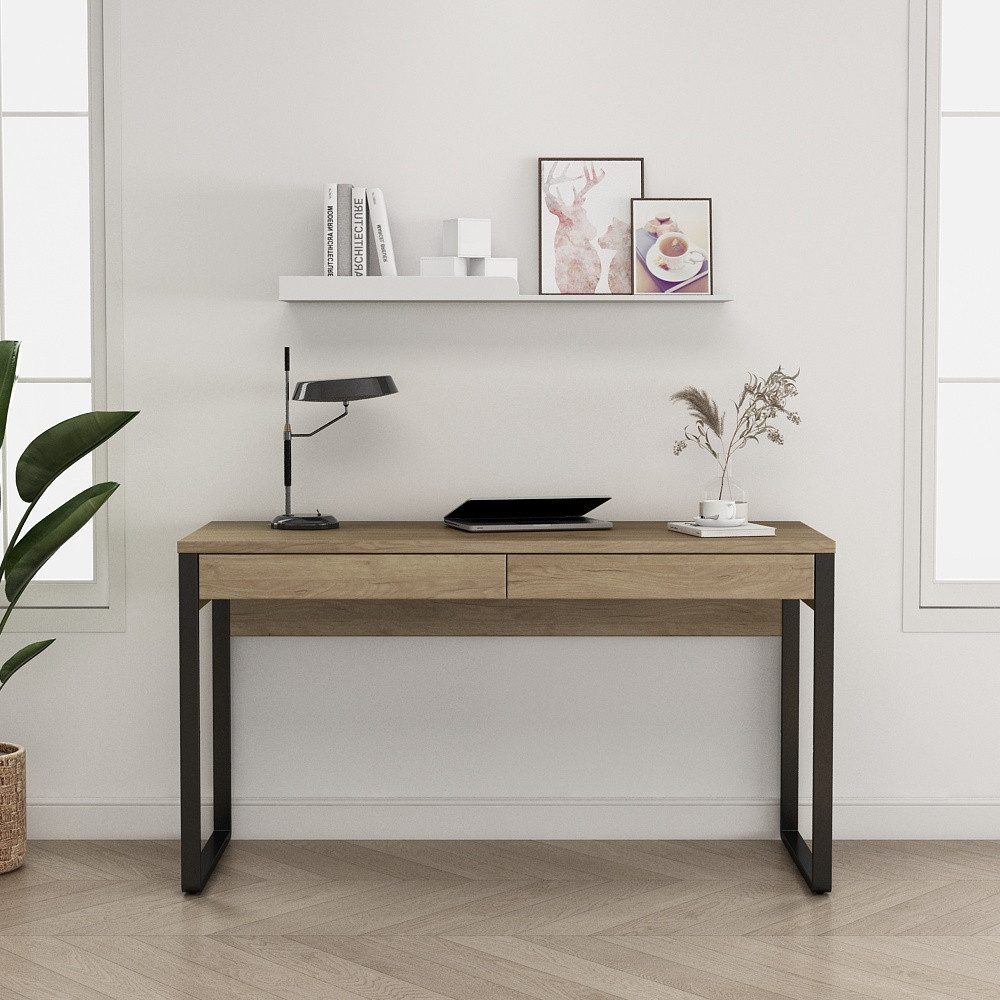 OTTO home Schreibtisch Moid, Computertisch im modernen Design, Breite 120/140/160 cm, mit Metallbeinen & Schublade