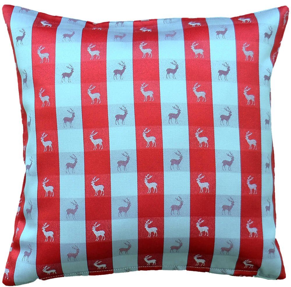 matches21 HOME & HOBBY Kissenbezüge Kissen-Bezug Karodesign Hirsch Geweih rot 50x50cm, (1 Stück), Wohnzimmer Kissen-Hülle als Deko-Kissen Zier-Kissen Sofa-Kissen