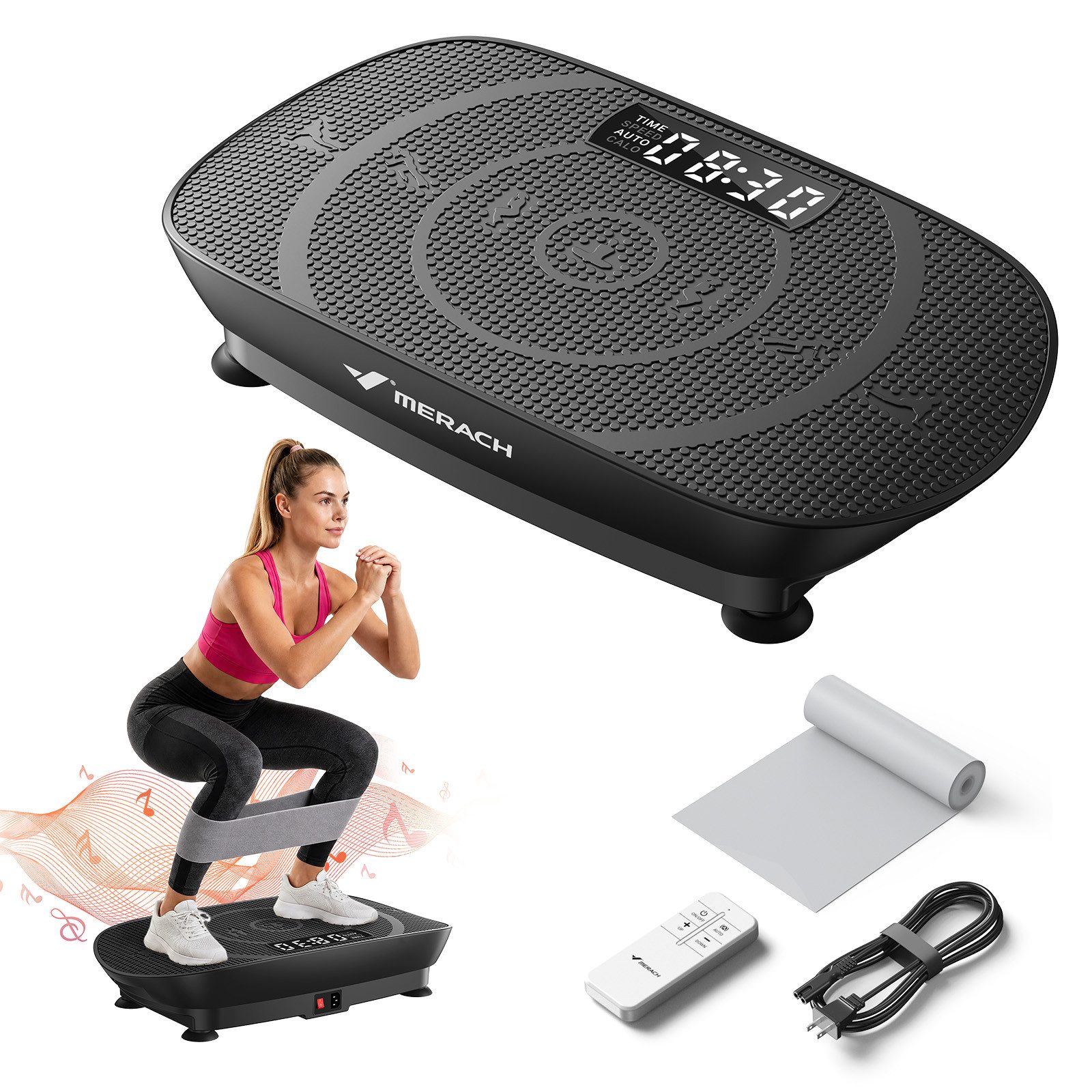 MERACH Vibrationsplatte Trainingsgerät, Angetriebene Vibrationsplattform, (1 tlg), für Ganzkörpertraining, Fettverbrennung und Muskelaufbau und Formung