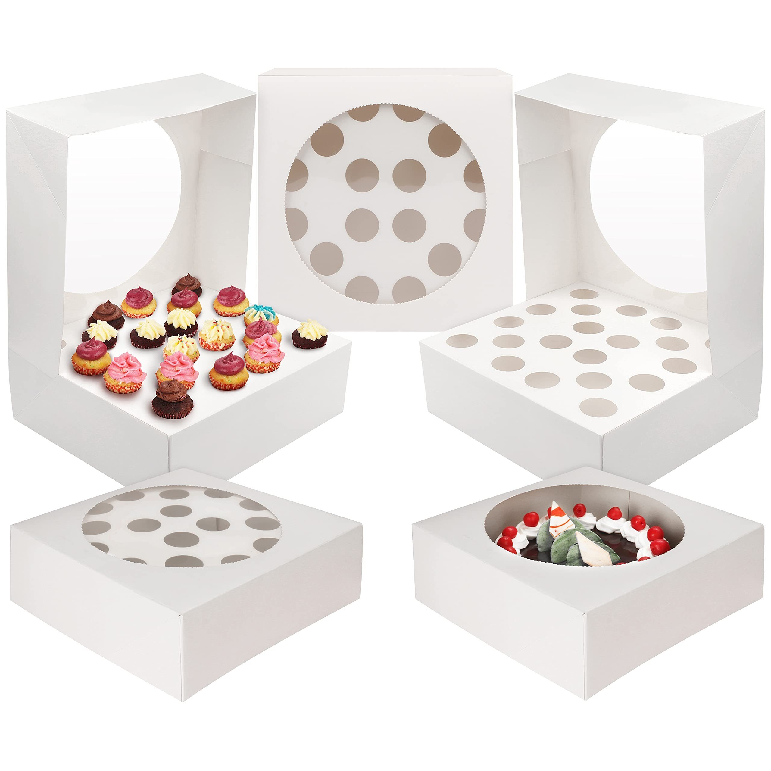Kurtzy Vorratsdose Weiße Cupcake-Box - 5 Mini Cakes Pack for Karton, Box - Cupcake für a Mini-Kuchen, or Pack 20 Large White Cake 20 5er