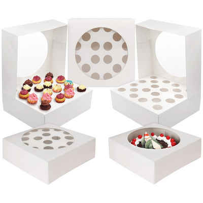 Kurtzy Vorratsdose Weiße Cupcake-Box - 5er Pack für 20 Mini-Kuchen, Karton, (1-tlg), White Cupcake Box - 5 Pack for 20 Mini Cakes or a Large Cake