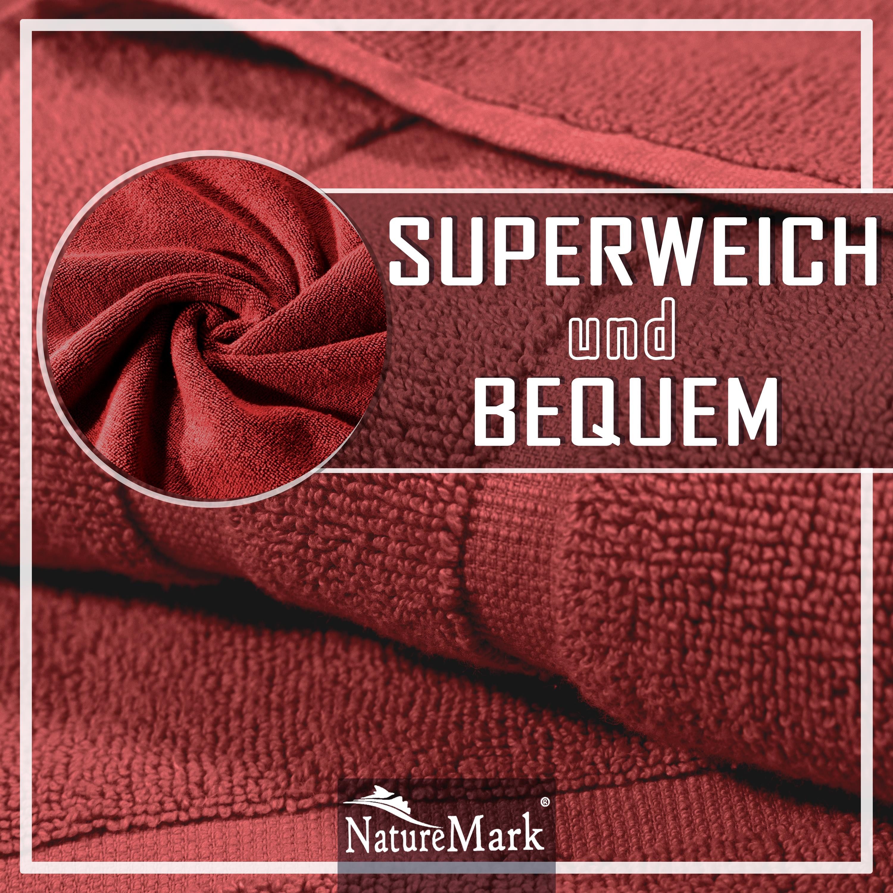 NatureMark Badematte 2er-Set Badvorleger 50x80cm, strapazierfähig, Baumwolle, rechteckig, Badematte 2-tlg., Duschmatte Duschvorleger, Premium Qualität, 50x80cm, Bordeaux rot
