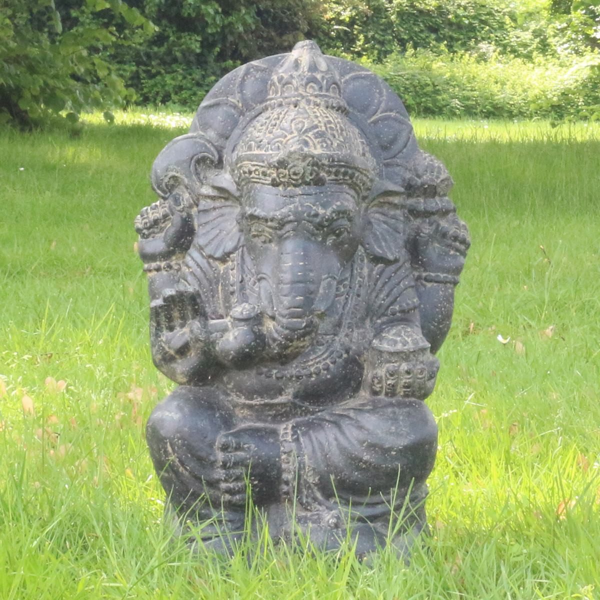 Dekofigur Ganesha Steinfigur auf Sockel 50 cm