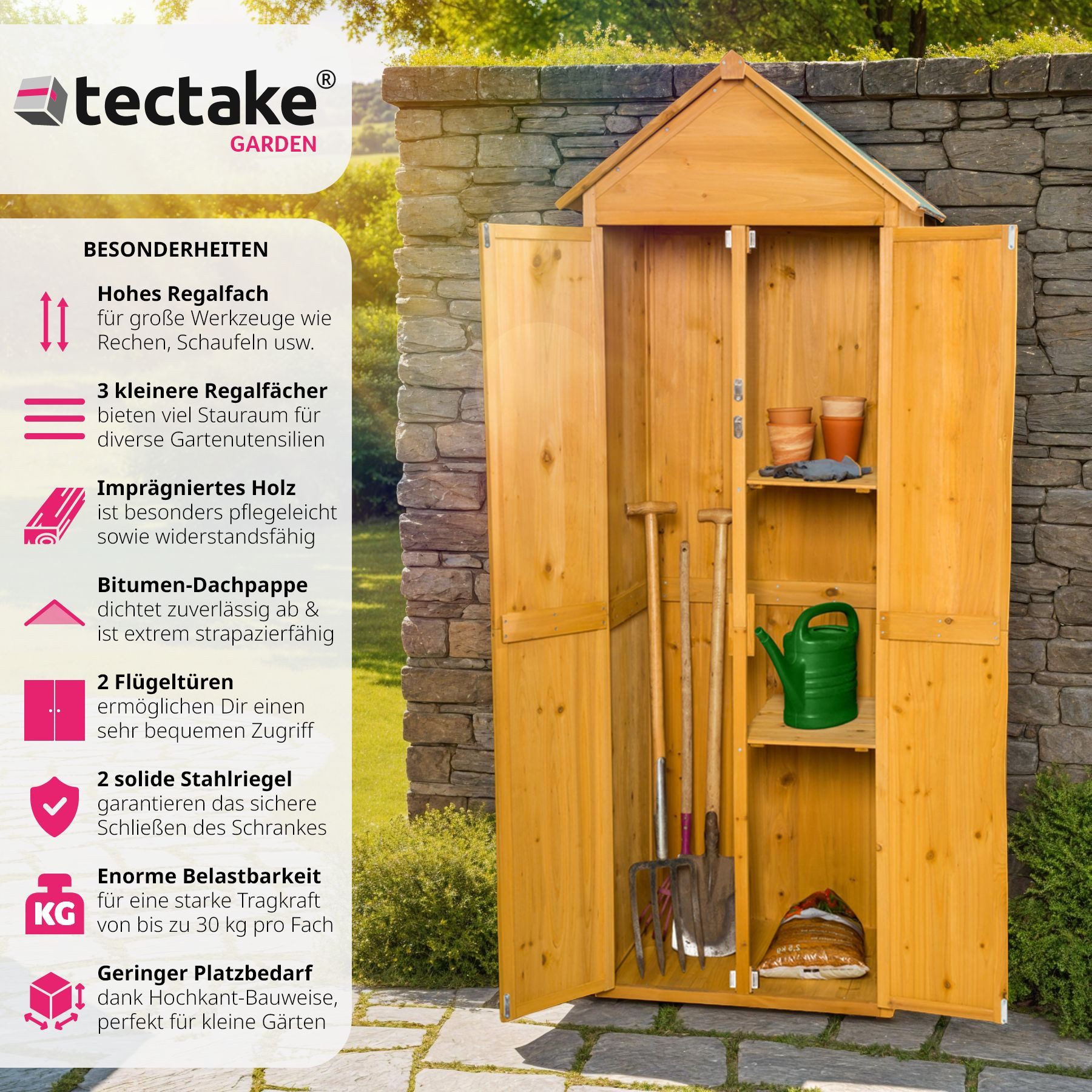 tectake Geräteschrank Gartenschrank mit Satteldach (Bausatz, günstig online kaufen