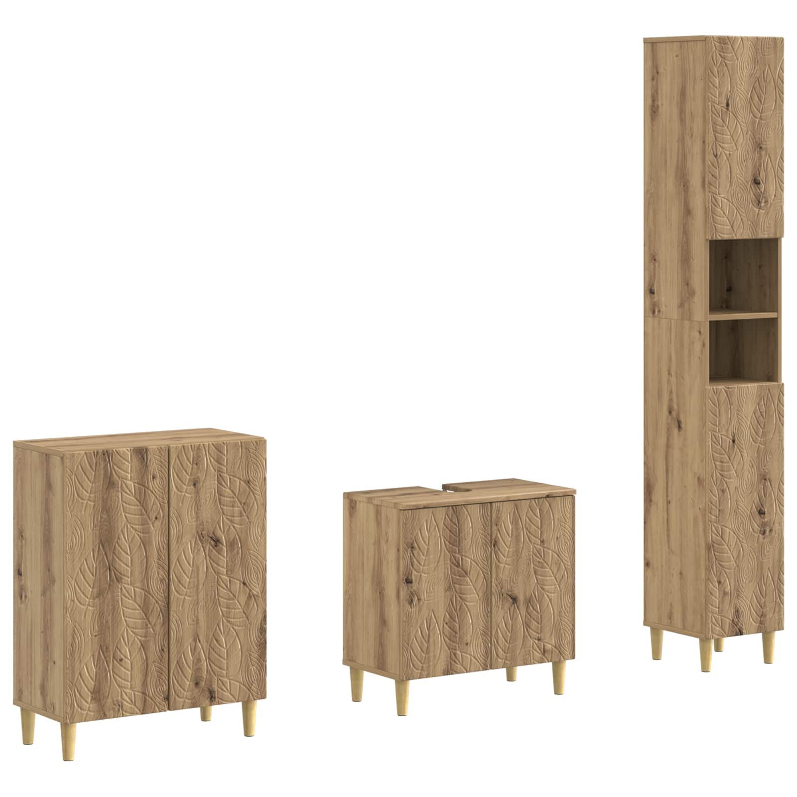 vidaXL Gartenlounge-Set 3-teiliges Badezimmer-Schranksystem DELFT Artisan-Eiche