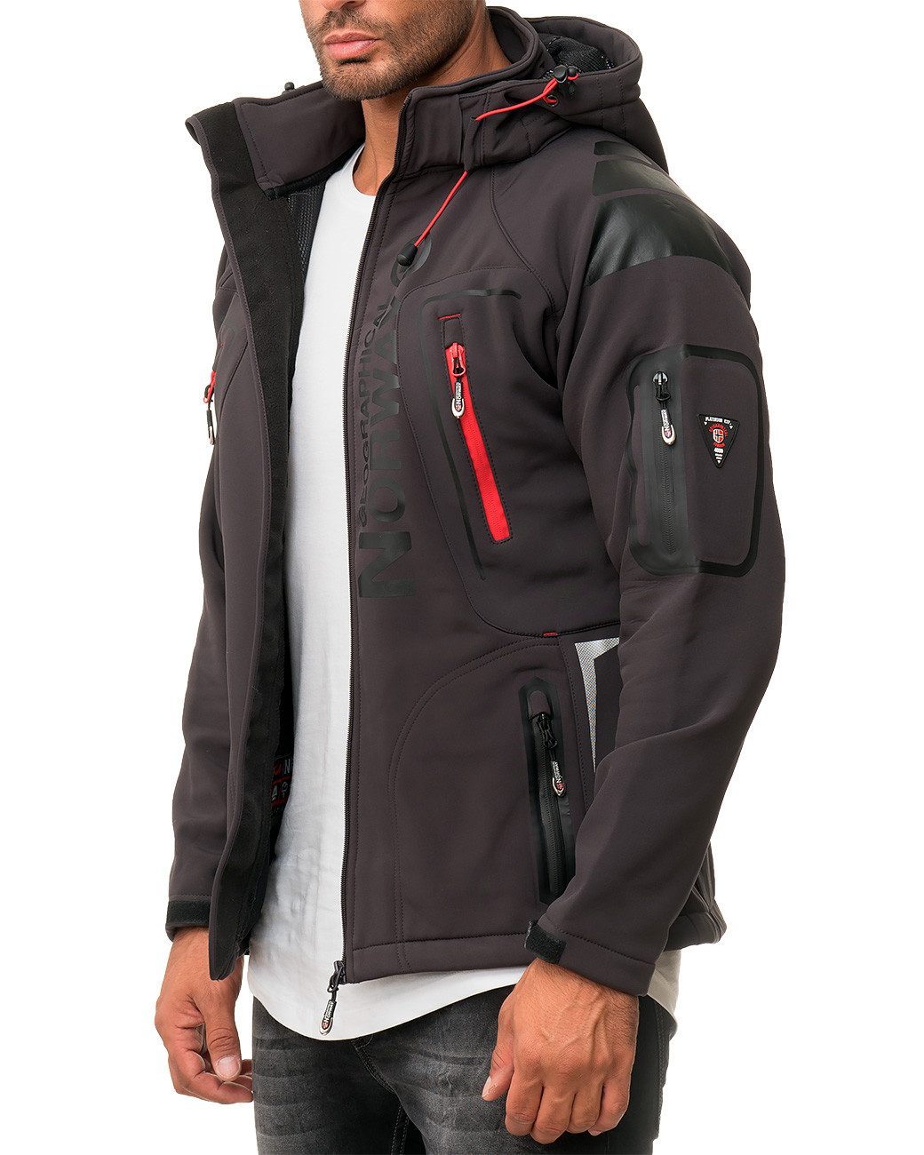 Geographical Norway Softshelljacke Herren Regular Fit Jacke batechno men Dark Grey S Wärmeisolierend für optimalen Komfort