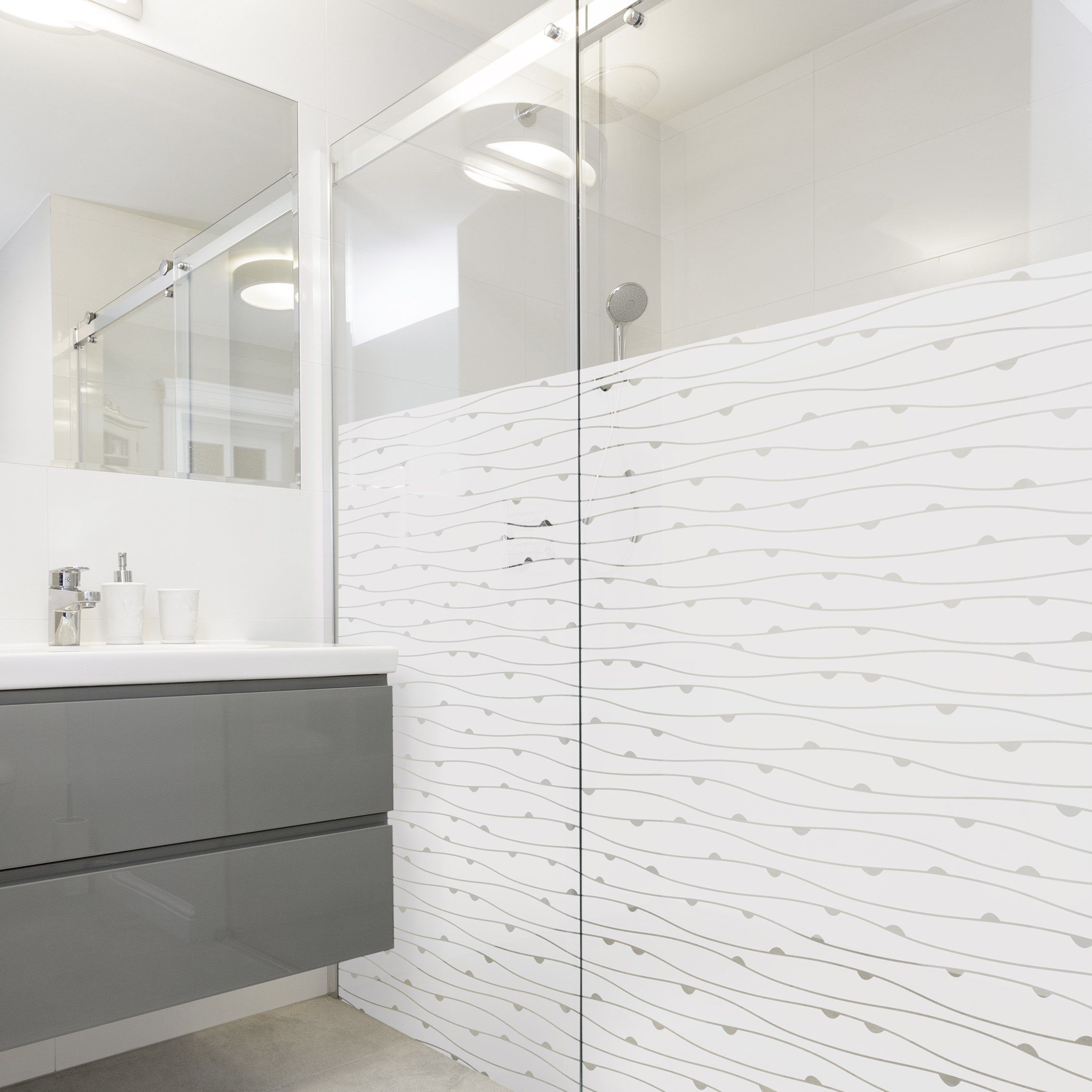 Bilderdepot24 Fensterfolie statisch haftend Motiv Fensterdeko Halbkreisen II Muster, blickdicht, Innen Fenster Tür Balkontür Küche Badezimmer Wohnzimmer Schlafz – Bild 4 von 5
