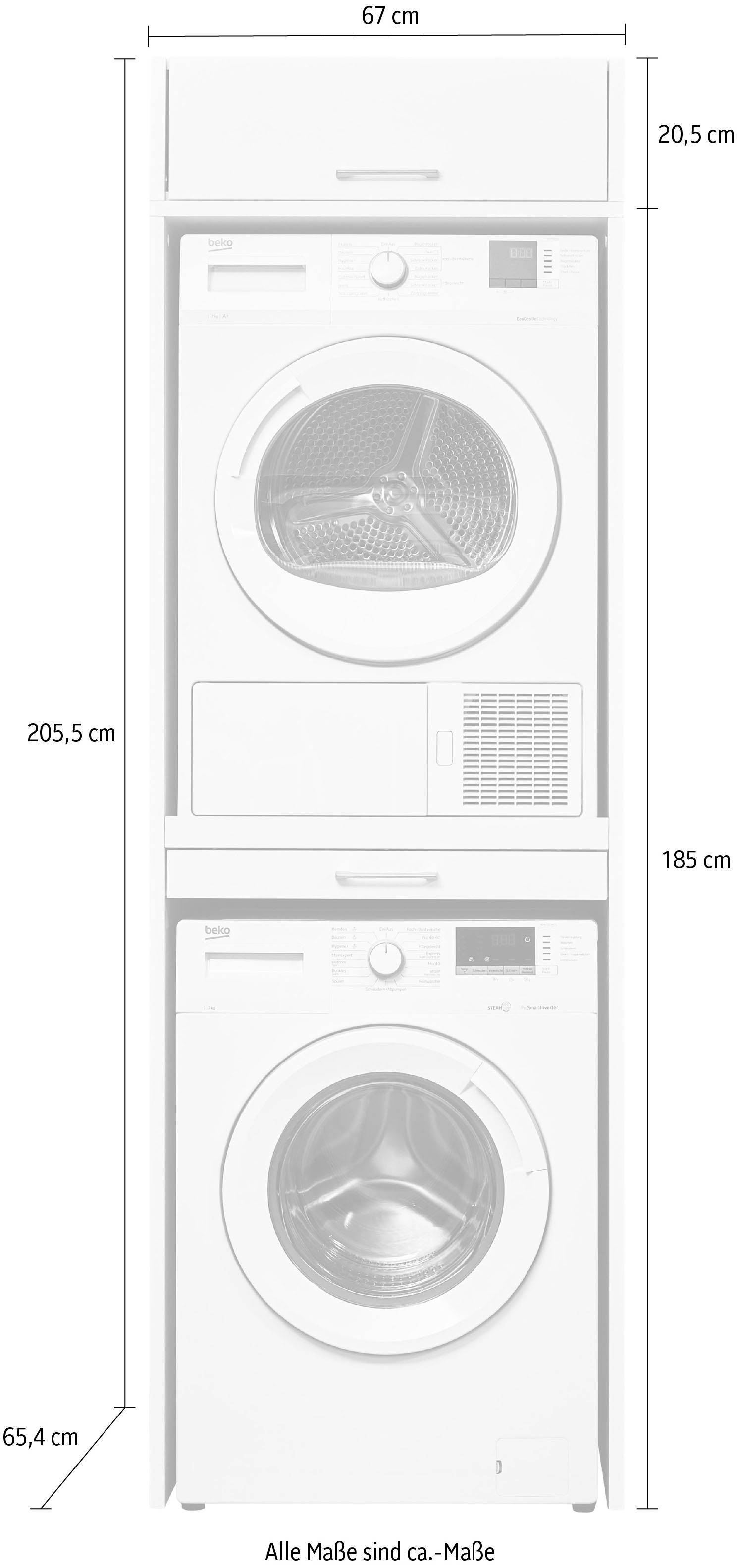 1, (2-St) WASHTOWER Schrank-Set weiß