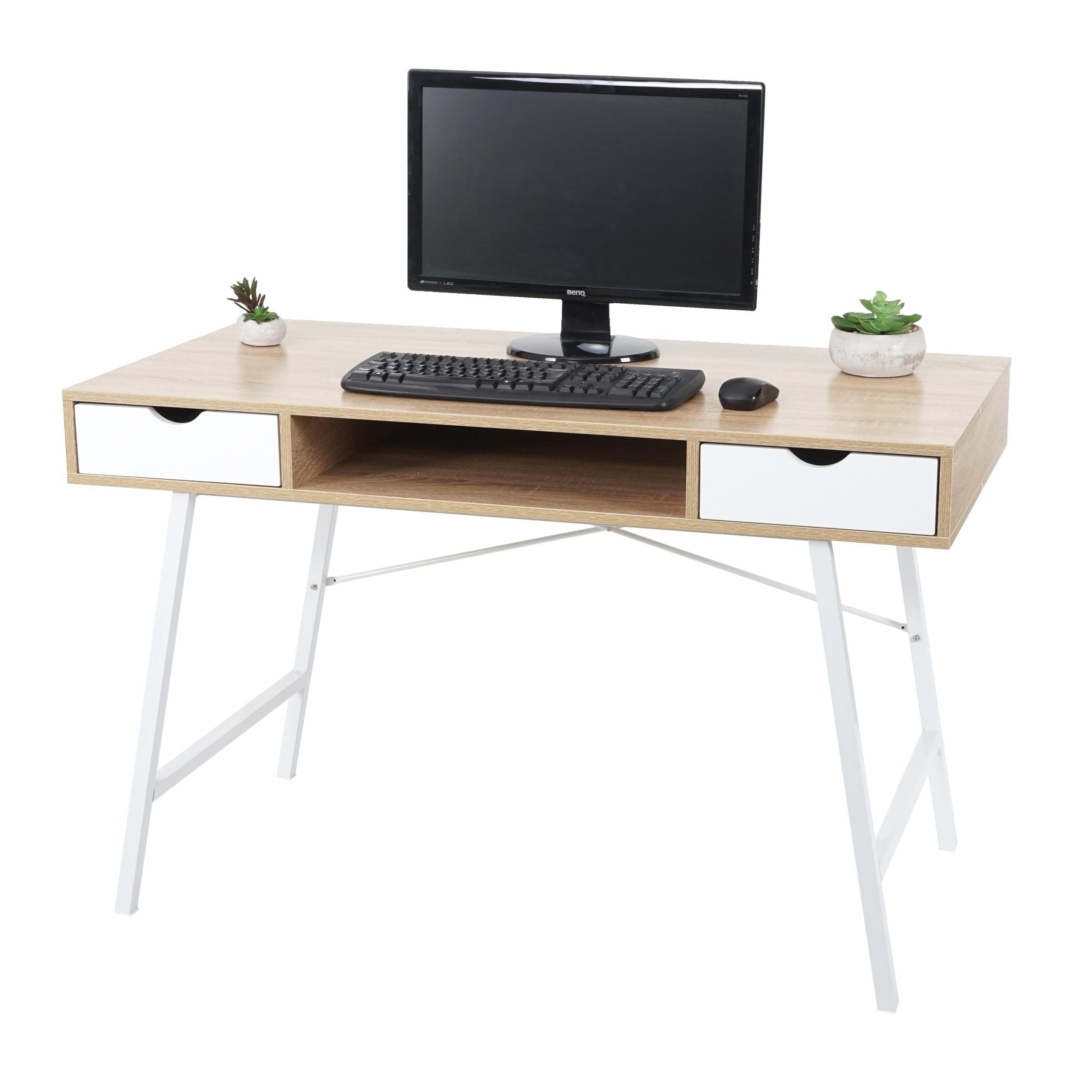 MCW-E92, wasserfeste Oberfläche MCW weiß, Beschichtung, Schreibtisch beige Schubladen, 3D-Struktur