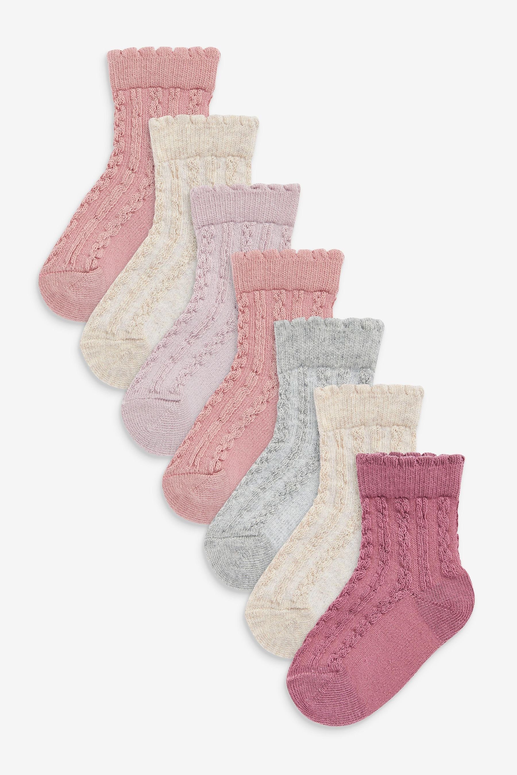 Next Kurzsocken Baby-Socken im Knit 7er-Pack Pink (7-Paar)