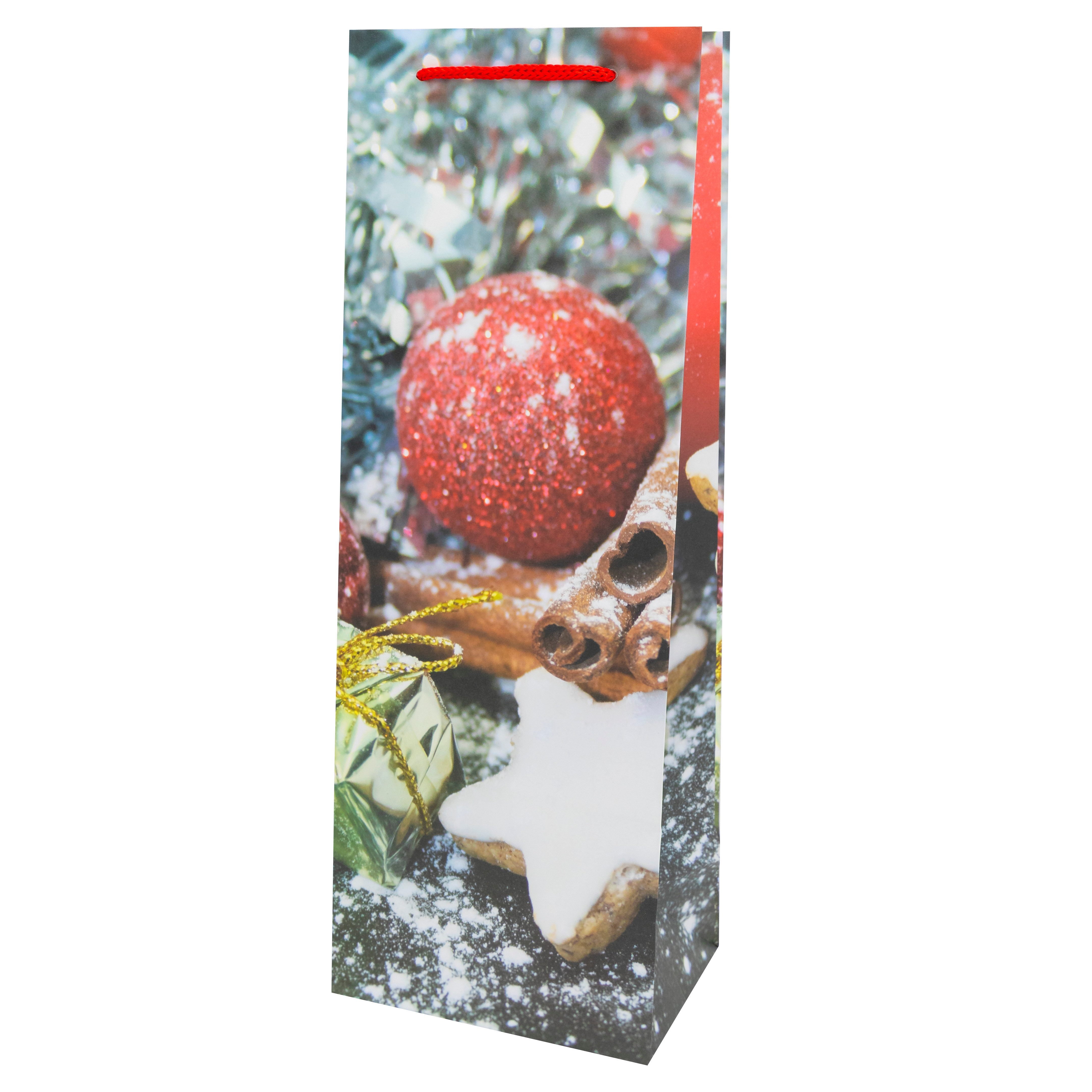 Idena Tragetasche Idena Flaschentasche classic 12x35x9cm Weihnachten 5fach sortiert