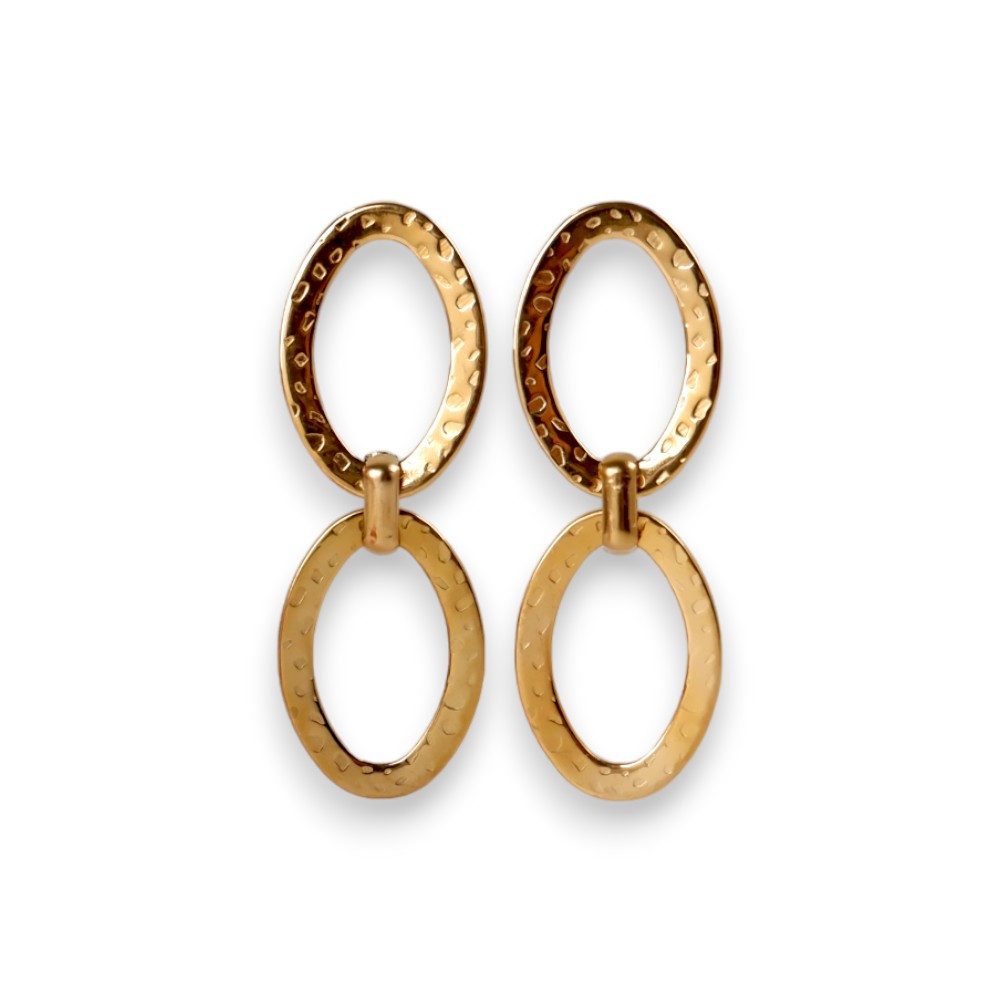 SHELAGO Paar Ohrhänger ovale Doppel Ohrringe (inkl. Geschenkverpackung), Edelstahl vergoldet