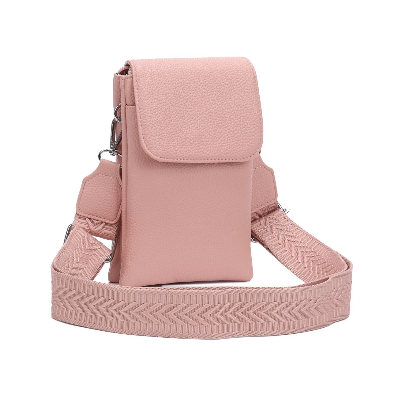 ITALYSHOP24 Geldbörse Damen Tasche Handytasche Brusttasche Crossbody Umhängetasche Crossover (Spar-Set Clutch-Tasche mit einem breitem Muster Stoffgurt/Umhängeband, Leder Optik), Bodybag Smartphone Freizeit Handtasche Brieftasche Schultertasche