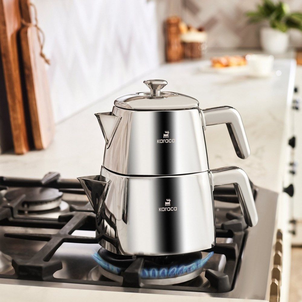 Karaca Teekanne Karaca Brewinox Edelstahl-Teekannen-Set, Midi, Inox, 1 l