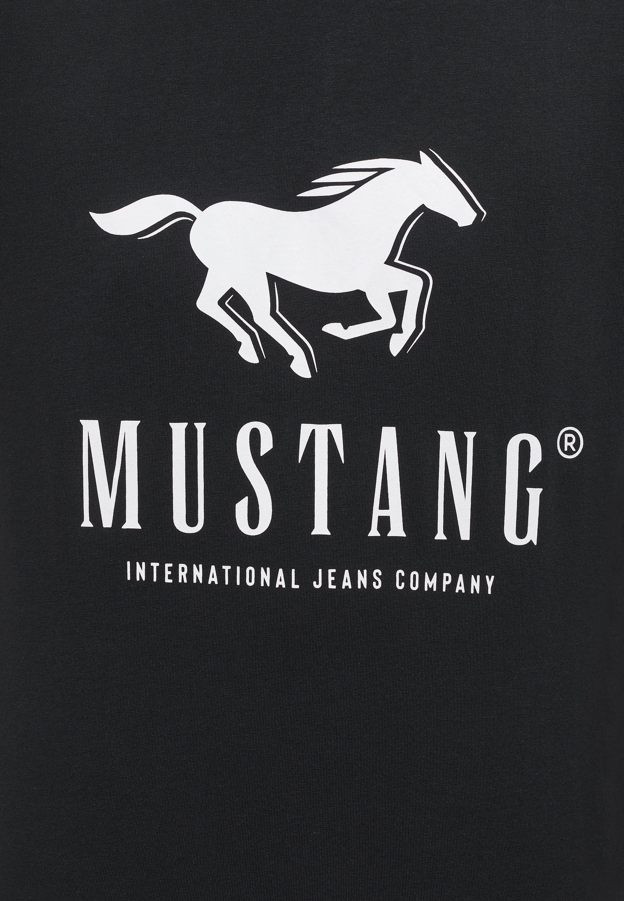 MUSTANG Mustang schwarz Kurzarmshirt Print-Shirt