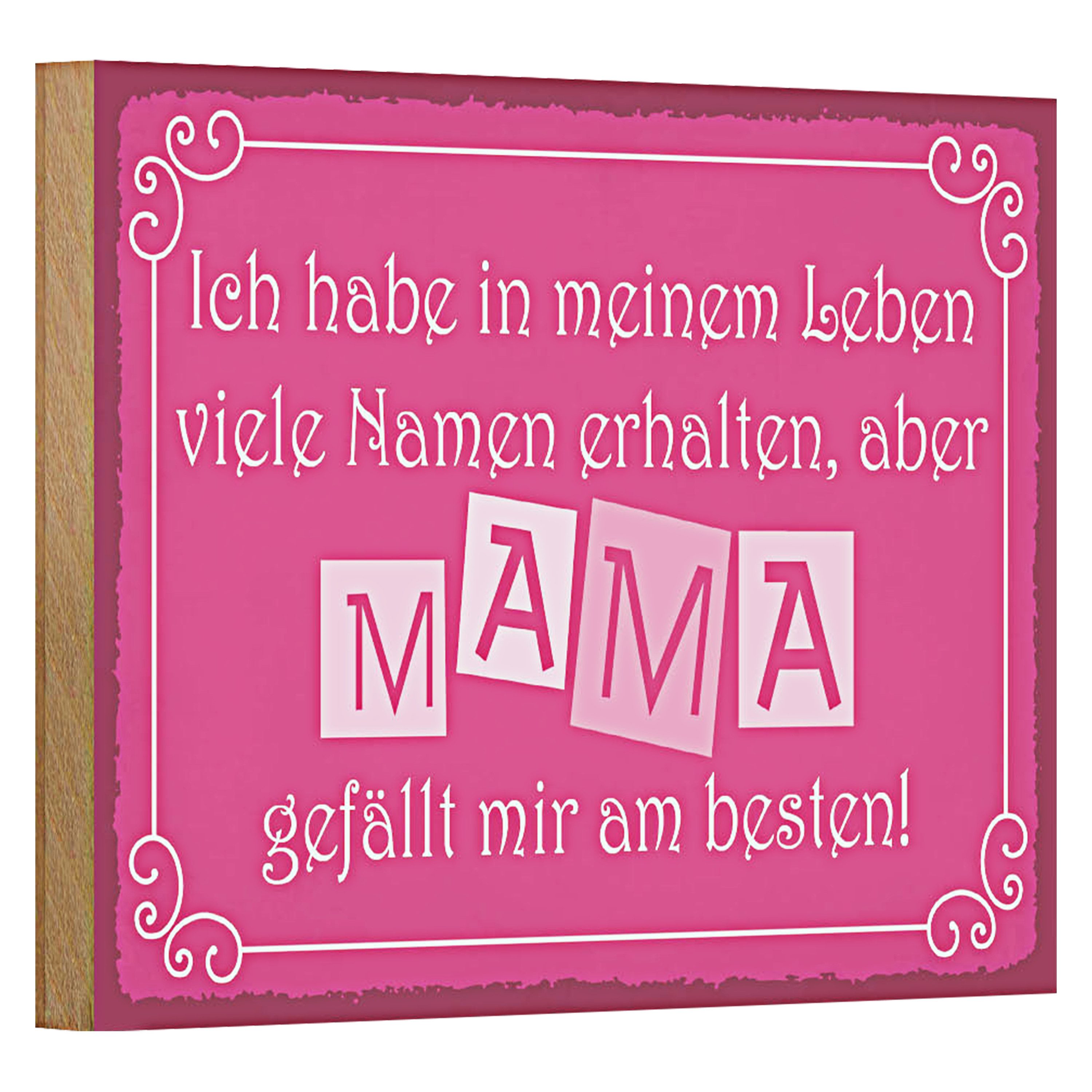 Roomando Holzbild Spruch 18x12cm Name Mama gefällt mir am besten