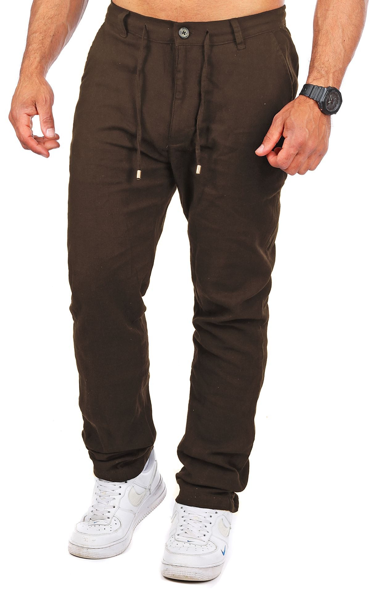 CARISMA Chinos Herren Leinen Baumwoll Mix Hose lang angenehm regular fit 2220-RF in Unifarbe