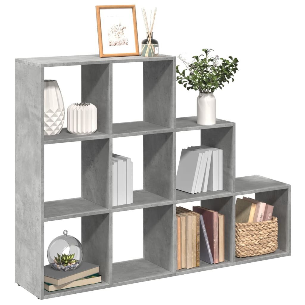 vidaXL Bücherregal NA Raumteiler-Bücherregal 3 Stufen Betongrau 137,5x29x103,5 cm