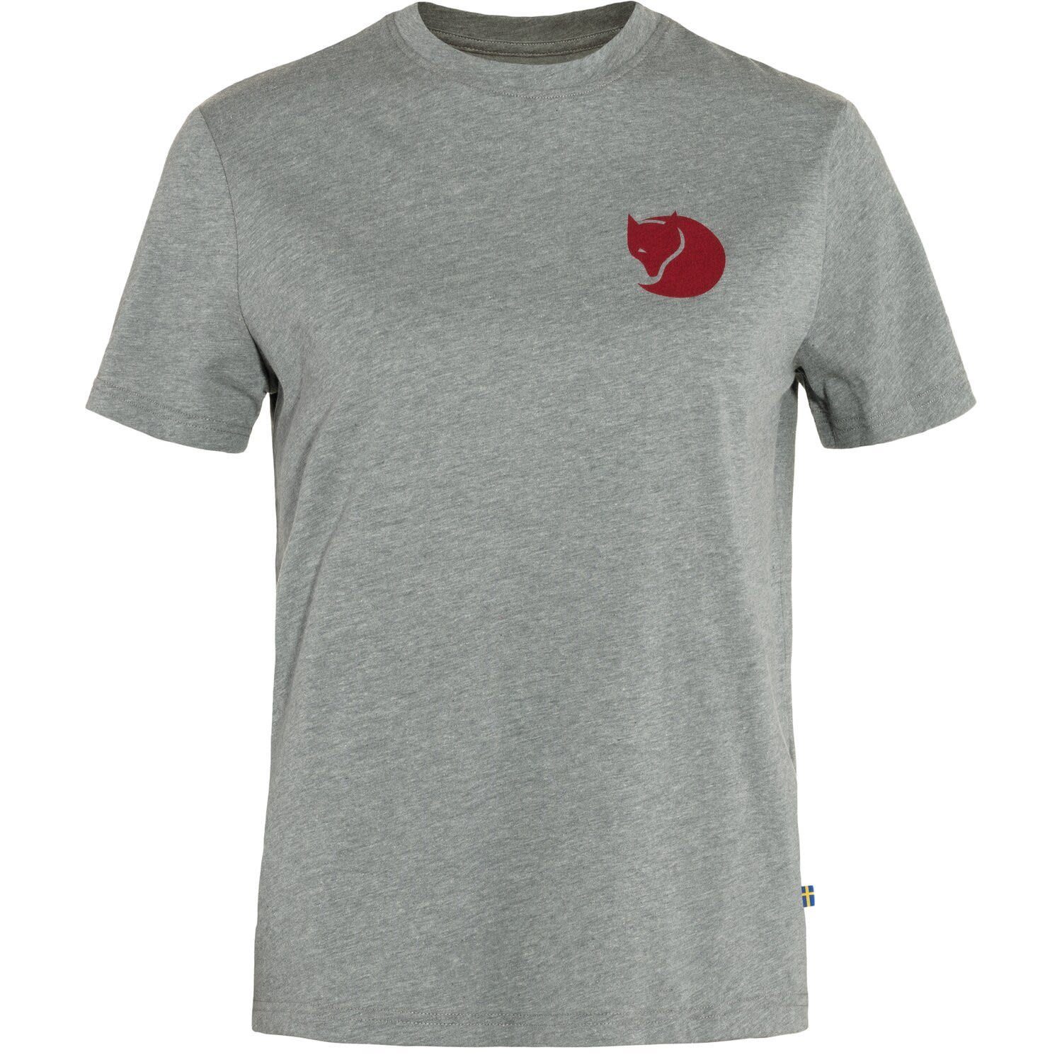 Grey T-Shirt Damen Kurzarm-Shirt - Melange Logo Fjällräven W Fox Tee Boxy Fjällräven