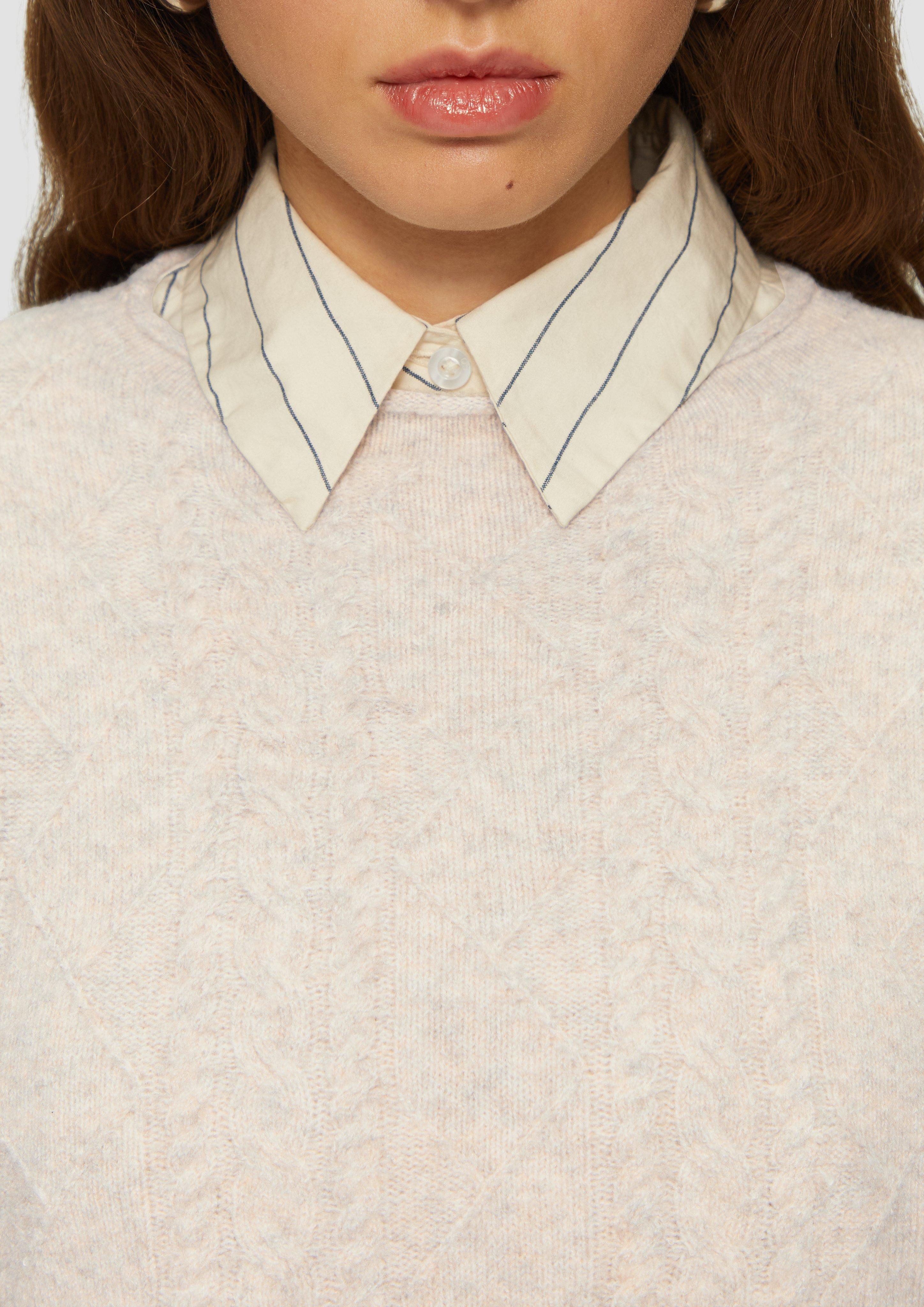 QS Strickpullover Flauschiger Pullover mit Zopfmuster günstig online kaufen