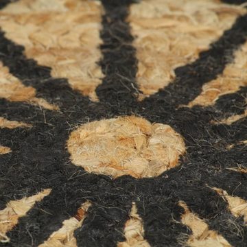 Teppich Teppich Handgefertigt Jute Schwarzer Druck 90 cm, vidaXL, Runde