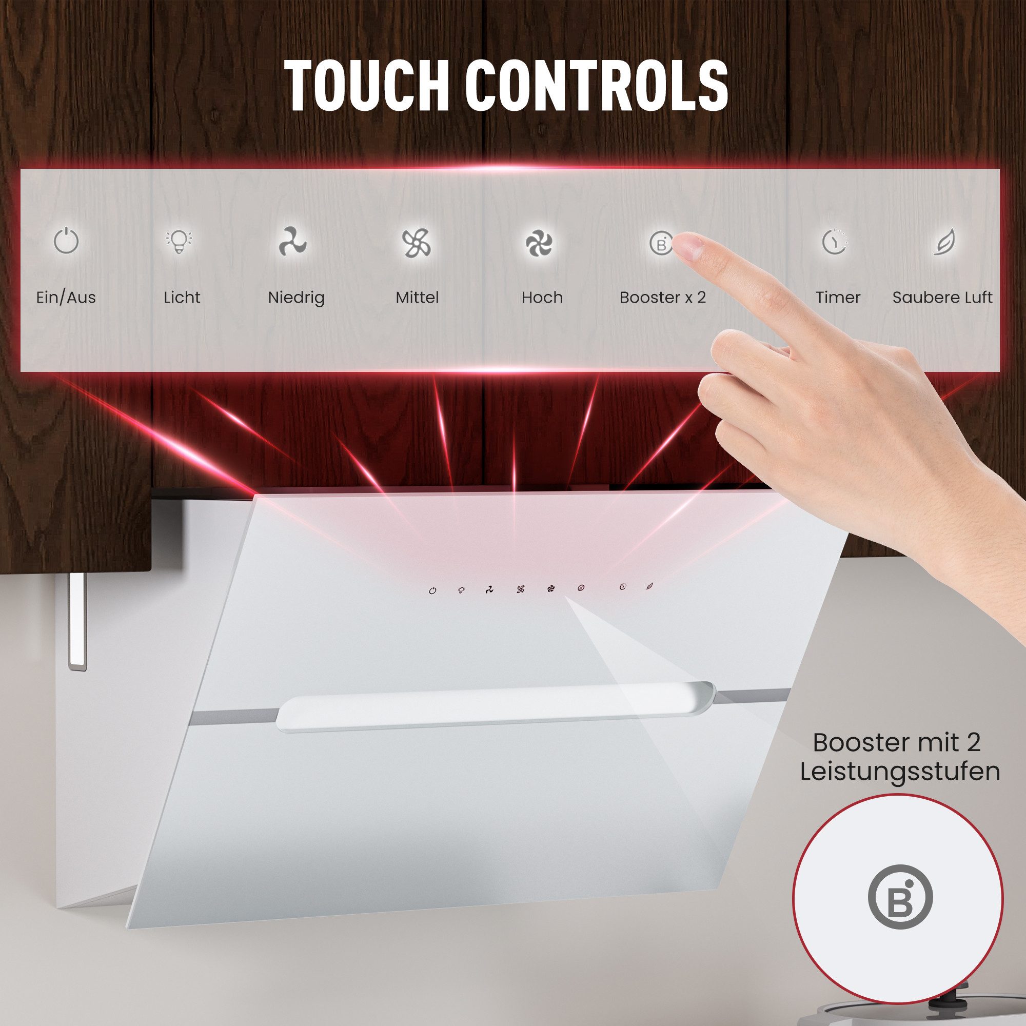 Levivo Kopffreihaube A+++ 720 m³/h Kopffreie Dunstabzugshaube 60cm und 90cm Umluft & Abluft A+++ 720 m³/h Kopffreie Dunstabzugshaube 60cm und 90cm Umluft & Abluft, Aktivkohlefiltern, Fettfiltern, LED-Beleuchtung