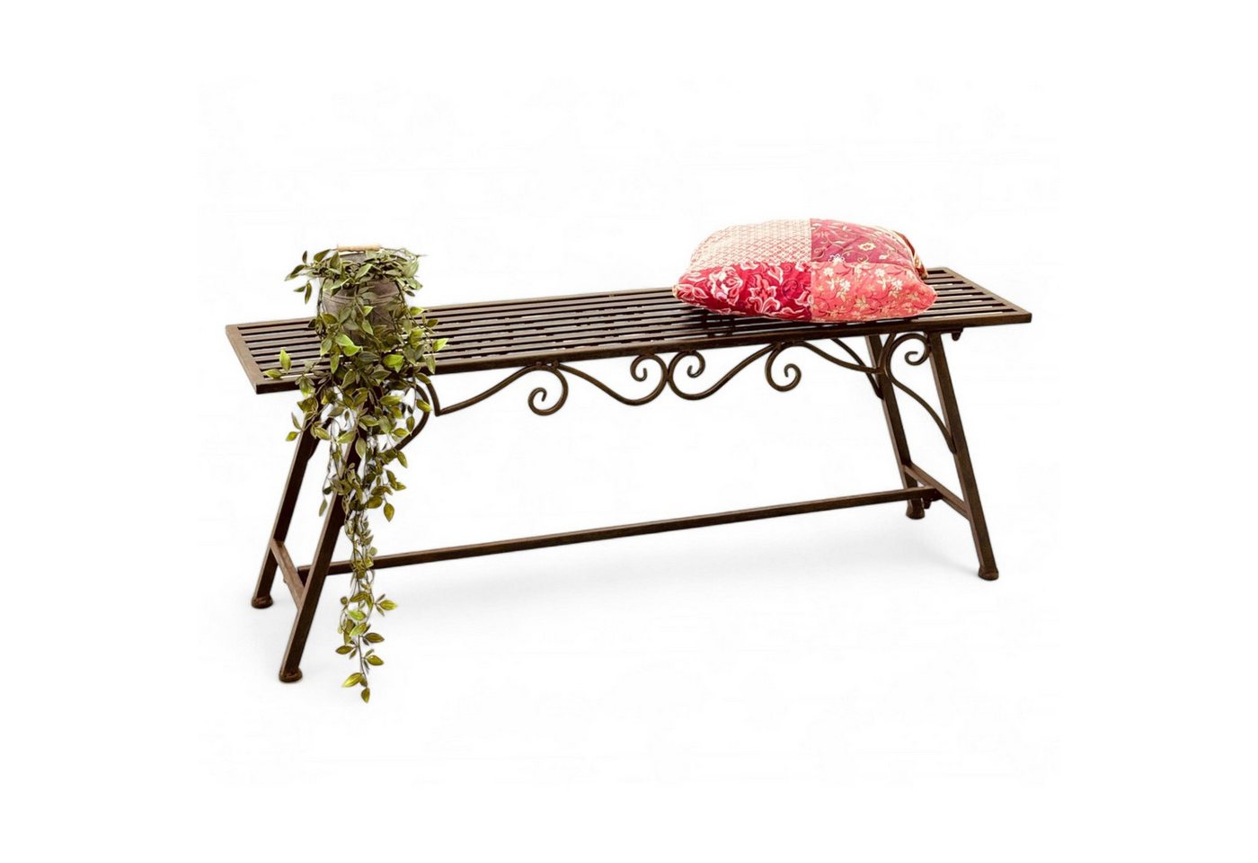 DanDiBo Gartenbank Wetterfest Metall 120 cm 2-Sitzer Sitzbank mit Ornamenten "Cucciu XL", Rost-Optik Robuste Eisenbank Antik-Design Ideal für Terrasse & Balkon