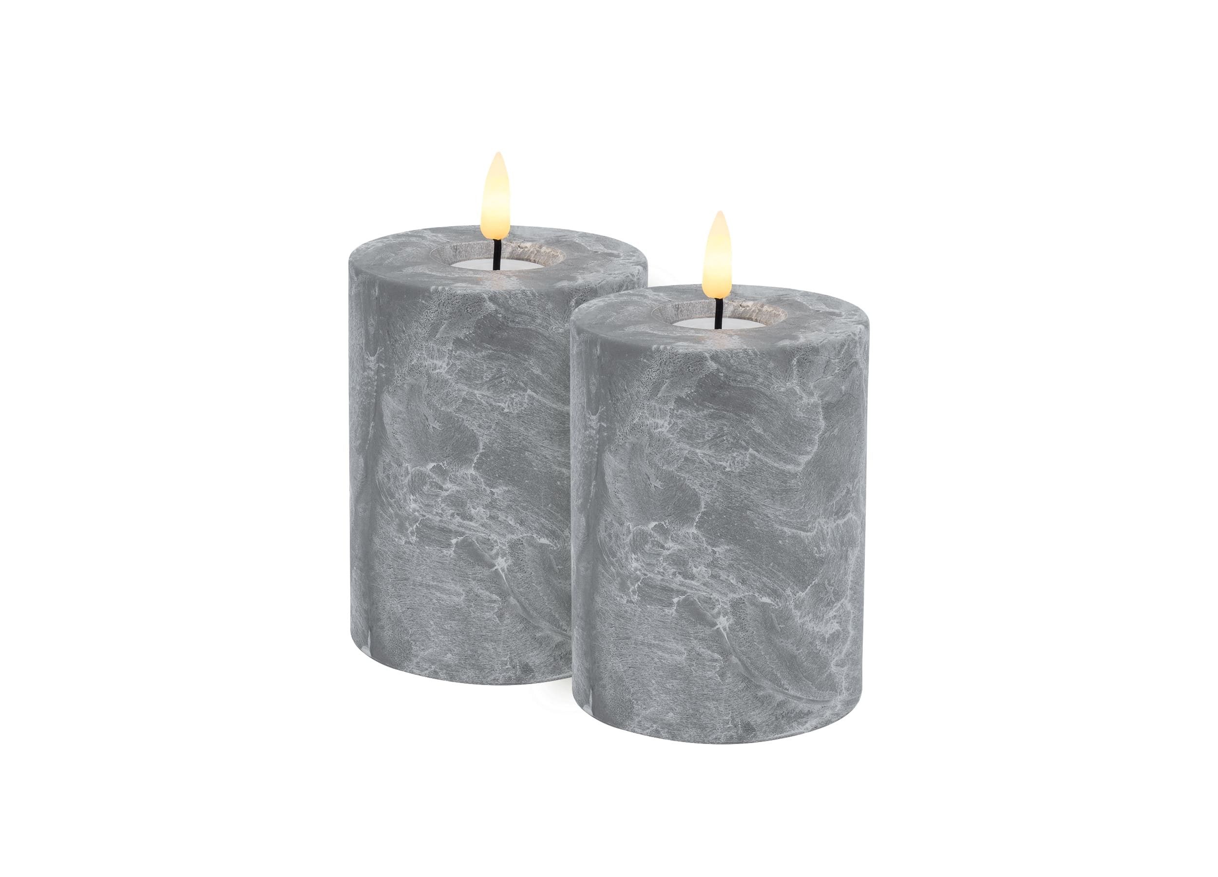 LC Home LED-Kerze Candela Lights LED Kerzen 2er Set ?8x10cm Betonoptik Stumpenkerze (2-tlg)