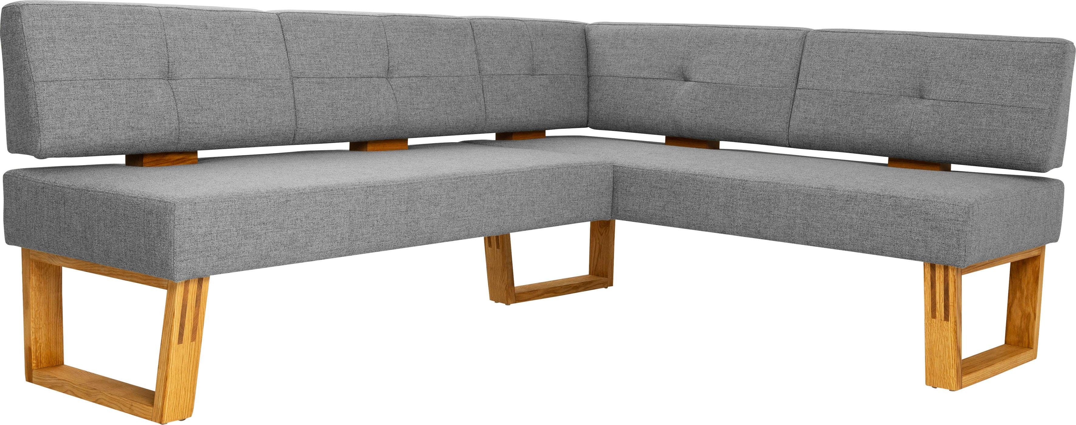 OTTO home Eckbank Ponza Polsterbank, Esszimmerbank, mit Massivholzgestell, Küchenbank in tollen Farben, Breite 201x161 cm