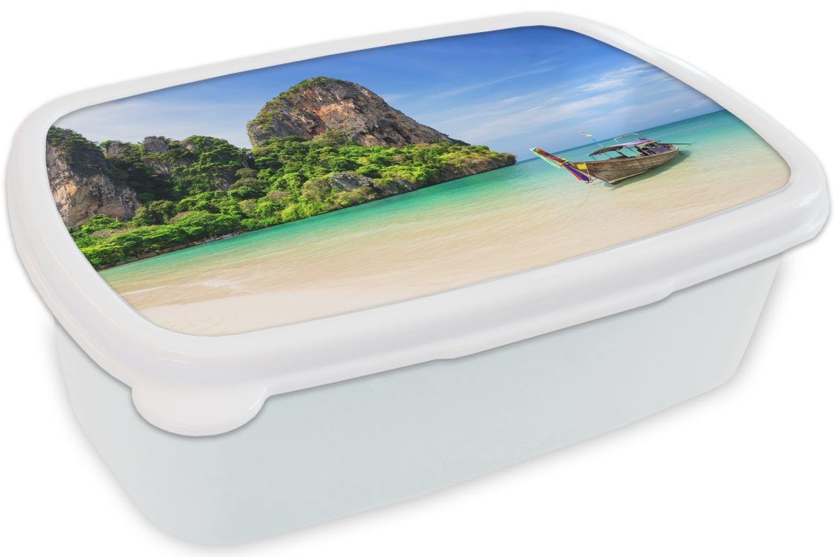 Boot, - und und Strand für Brotbox Lunchbox Thailand weiß - Kunststoff, für Jungs - Kinder Brotdose, MuchoWow Mädchen (2-tlg), Meer Erwachsene,