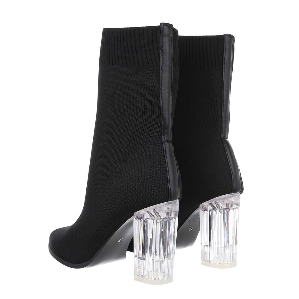 Ital-Design Damen Abendschuhe Elegant High-Heel-Stiefelette (84338430) Blockabsatz High-Heel Stiefeletten in Schwarz