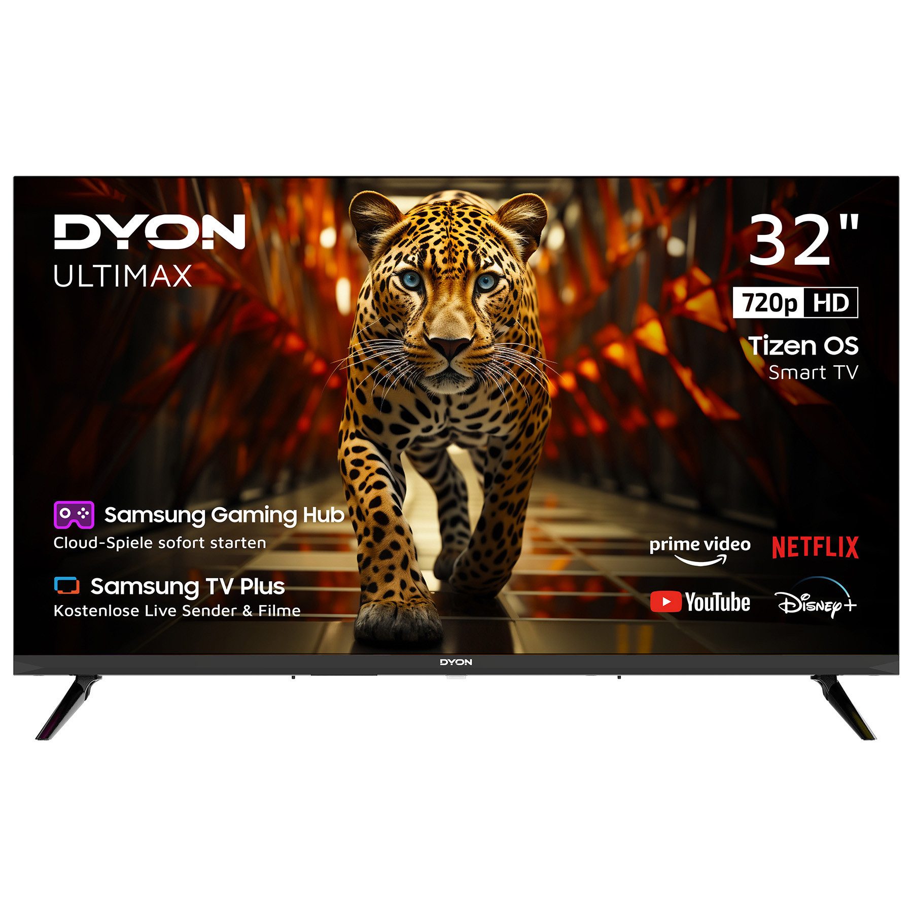 Dyon ULTIMAX 32H-TI-W LED-Fernseher (80 cm/32 Zoll, HD ready, Smart-TV, Tizen OS, Samsung TV Plus, Samsung Smart & Gaming Hub, Bluetooth)
