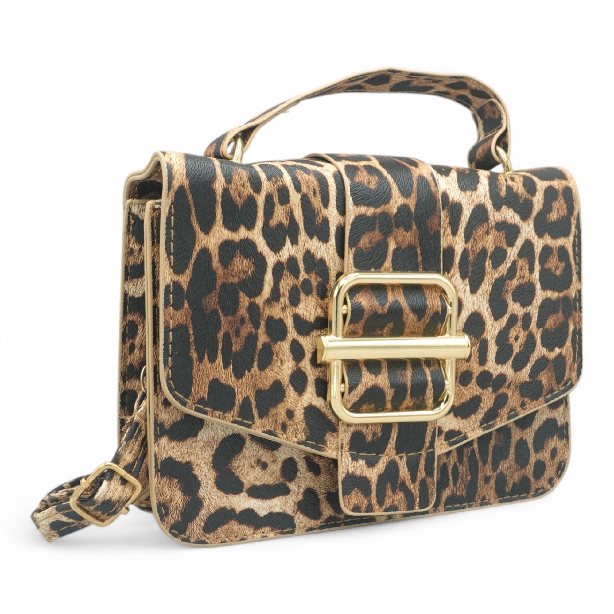 Eyecatcher Handtasche Glamour Leoparden-Handtasche mit goldener günstig online kaufen