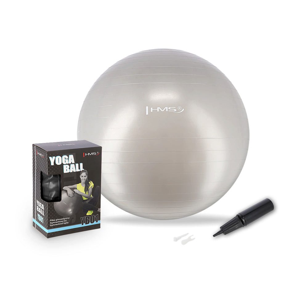 HMS Gymnastikball Sitzball Fitnessball Yogaball (Spar-Set, 1-St., Ø 65 cm rutschfest), Gummi, rutschfest, bis 100 kg, Luftpumpe