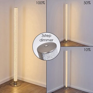 hofstein Stehlampe »Ittiri« dimmbare Stehleuchte aus Metall / Nickel matt, 3000 Kelvin, 1xLED 14, 5 Watt, 1200 Lumen, mit 3-Stufen Touchdimmer, Glitzer-Effekt