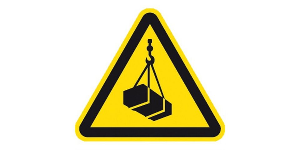 Dreifke Hinweisschild Warnung vor schwebender Last ISO 7010, Alu, 200 mm SL
