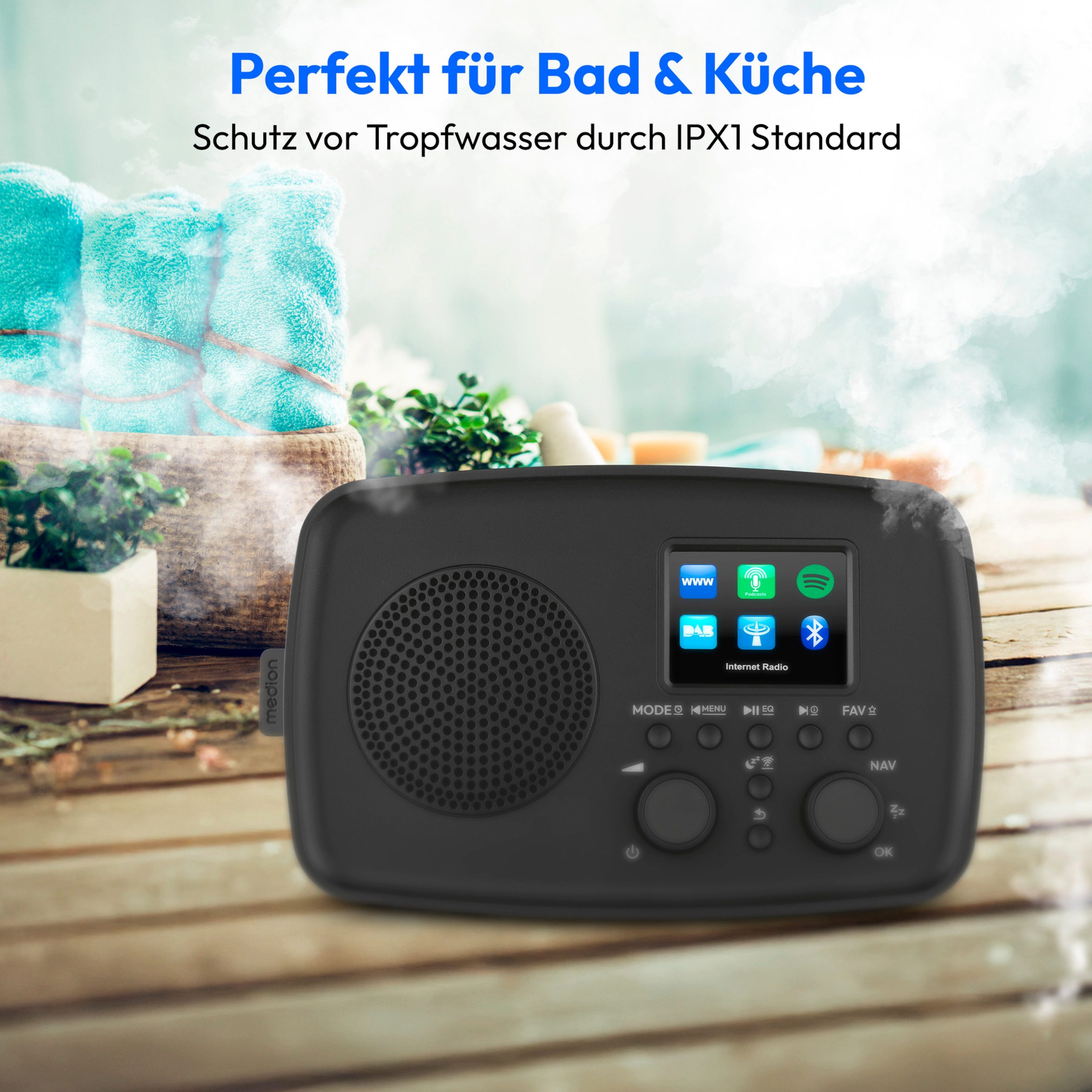 Medion® LIFE Internetradio IRE-1 (MD89318) Radio (Digitalradio (DAB), 5 W, DAB+/UKW-Empfang, Senderspeicher, 5 Watt (RMS) – Bild 5 von 5
