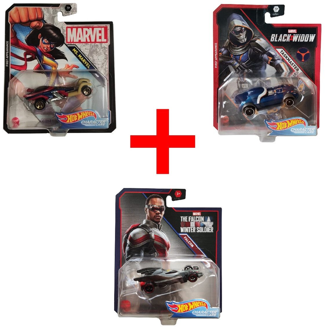 Spielzeug-Auto Hot Wheels Marvel 3er-Set Black Widow Falcon Autos Geschenk-Set