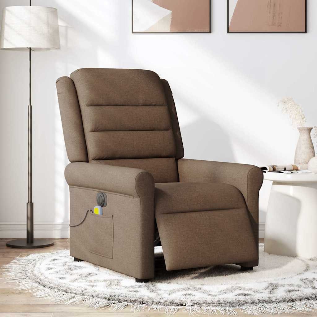 vidaXL Sessel Massagesessel Elektrisch Braun Stoff günstig online kaufen