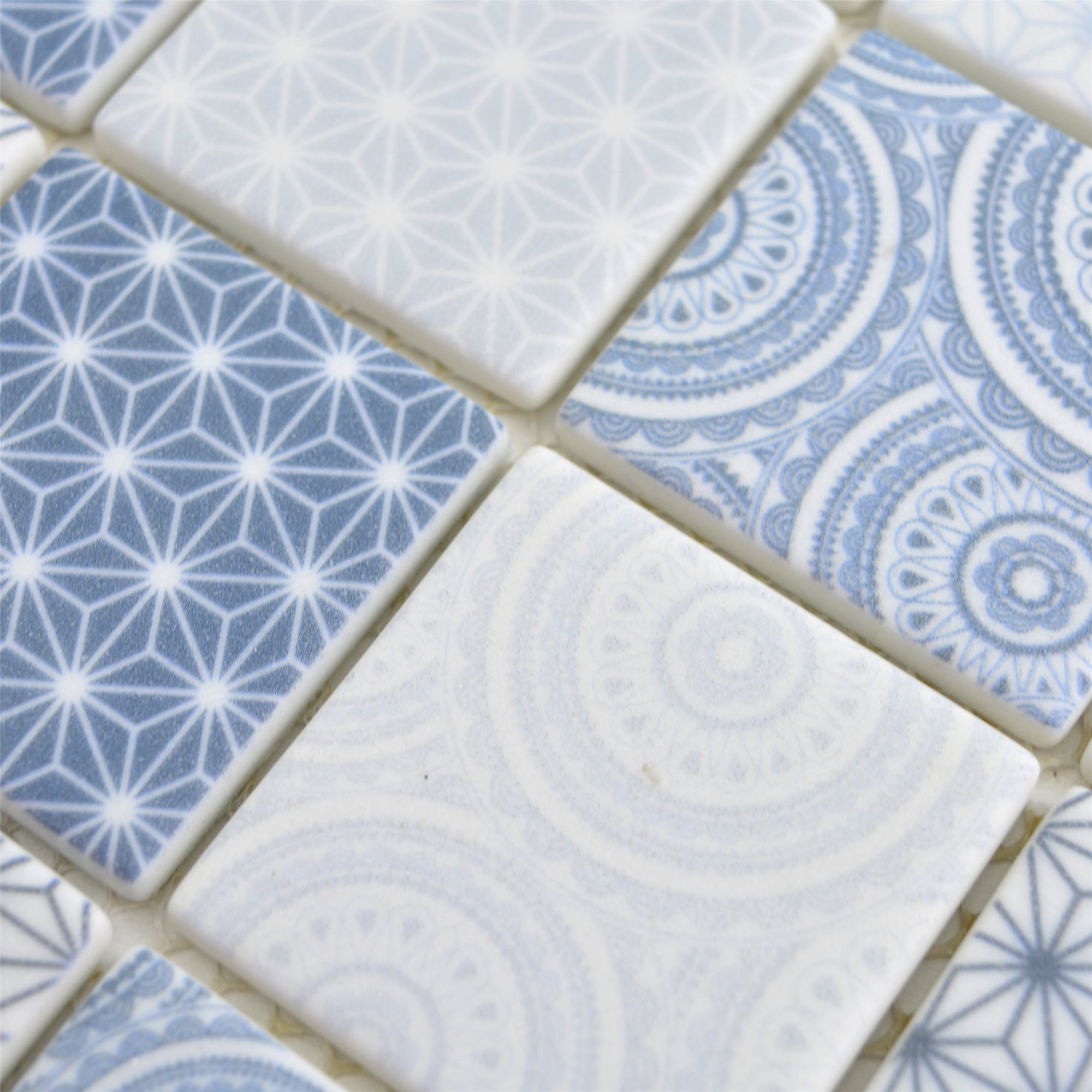 Mosafil Mosaikfliesen Glasmosaik Fliesen Acapella Quadrat, Glas 30.000x30.000, hellblau, Eco Glas - Verlegefertig auf ein Netz geklebt - Frostsicher -