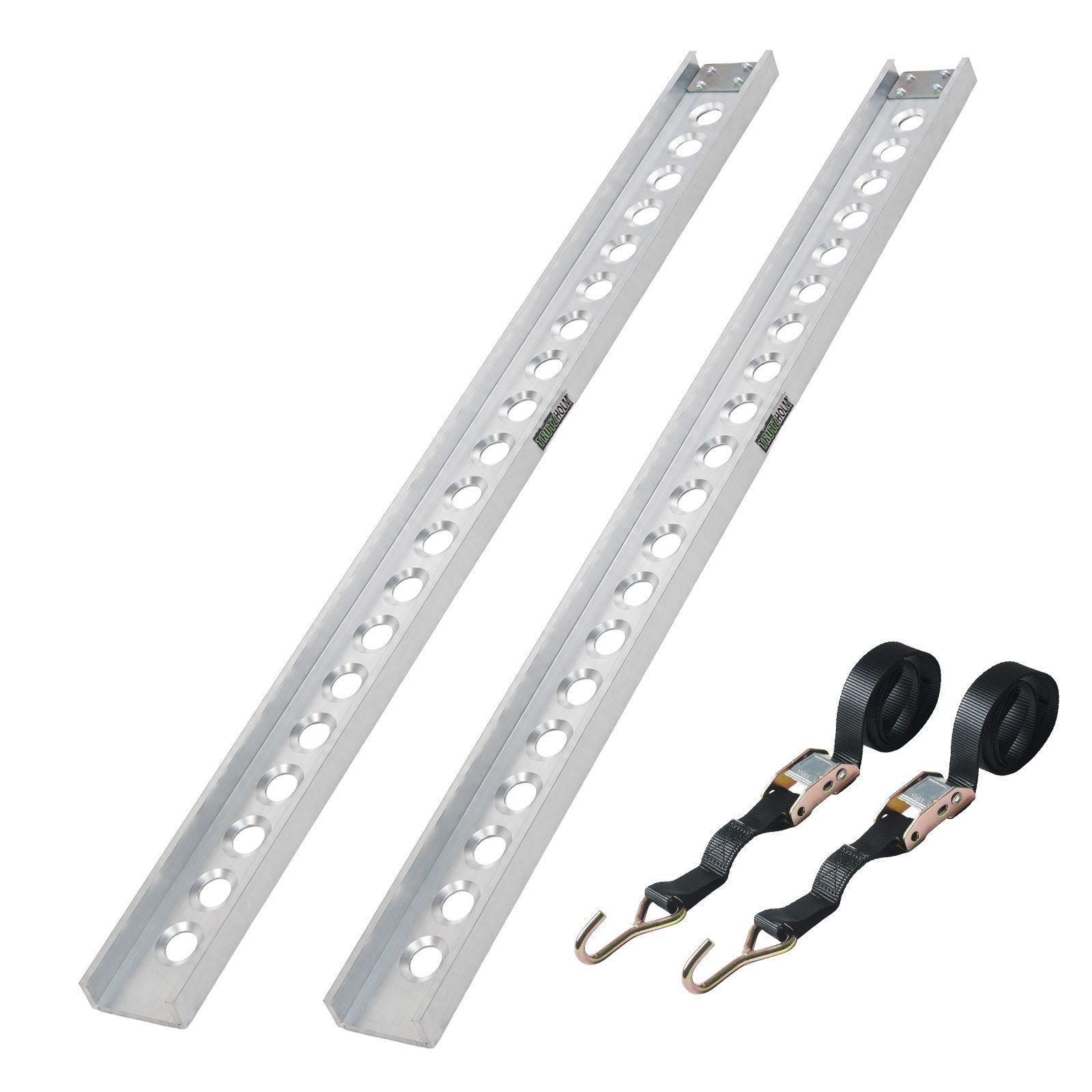 TRUTZHOLM Auffahrrampe 194cm Traglast 200kg Alu grau Seitenkante Auffahrrampen Verladerampen (2er Set, 2-St., Inkl. 2x Spanngurt), robuste Alu-Konstruktion, hochwertige Verarbeitung