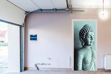MuchoWow Türtapete Buddha Bild blau Fotodruck, Matt, bedruckt, (1 St), Fototapete für Tür, Türaufkleber, 75x205 cm